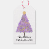 Weihnachtsbaum für lila Glitzer Geschenkanhänger (Rückseite)