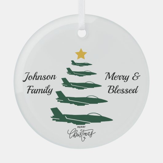 Weihnachtsbaum für Militärflugzeuge, einfach nach Ornament Aus Glas (Vorderseite)