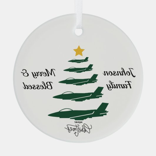 Weihnachtsbaum für Militärflugzeuge, einfach nach Ornament Aus Glas (Rückseite)