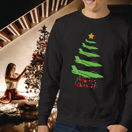 Weihnachtsbaum für Militärflugzeuge Spaß Sweatshirt