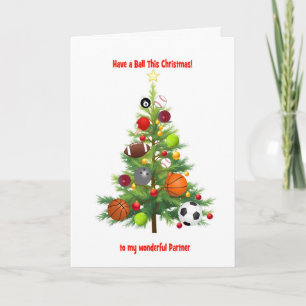 Weihnachtsbaum für Partner mit Sportsälen Feiertagskarte