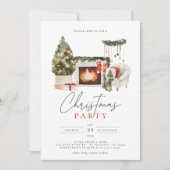 Weihnachtsbaum & Garland Weihnachtsfeier Einladung (Vorderseite)