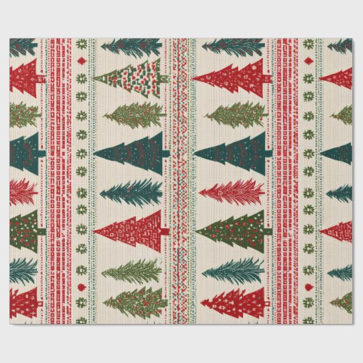 Weihnachtsbaum Gemustert Geschenkpapier (Flach)