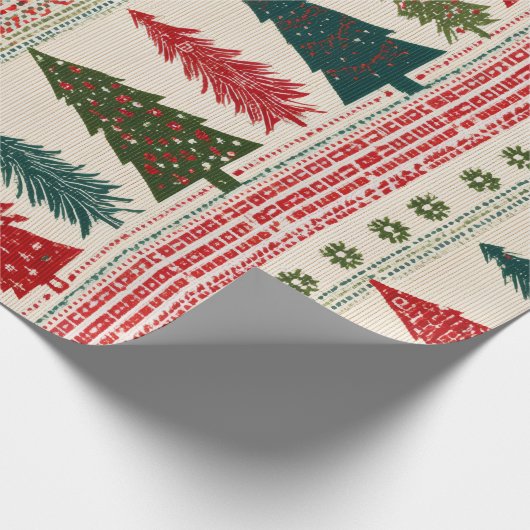 Weihnachtsbaum Gemustert Geschenkpapier (Ecke)