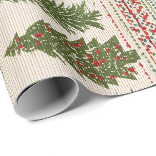 Weihnachtsbaum Gemustert Geschenkpapier (Rolleneckpunkt)