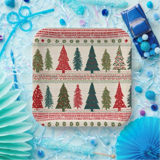 Weihnachtsbaum Gemustert Pappteller (Party)