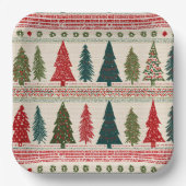 Weihnachtsbaum Gemustert Pappteller (Vorderseite)