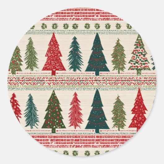 Weihnachtsbaum Gemustert Runder Aufkleber (Vorderseite)