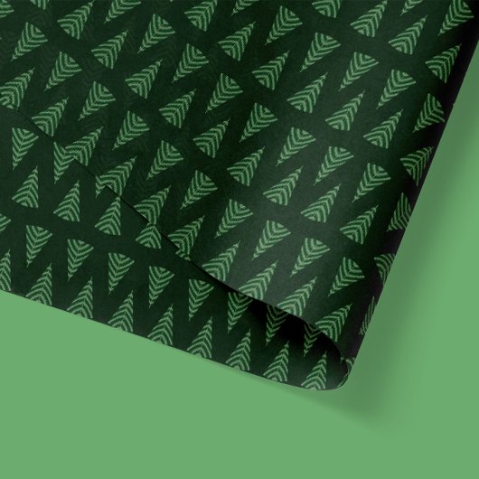 Weihnachtsbaum Geometric Dark Green Seidenpapier