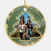 Weihnachtsbaum Gerahmt Große Familie Foto & Name Keramik Ornament (Hinten)
