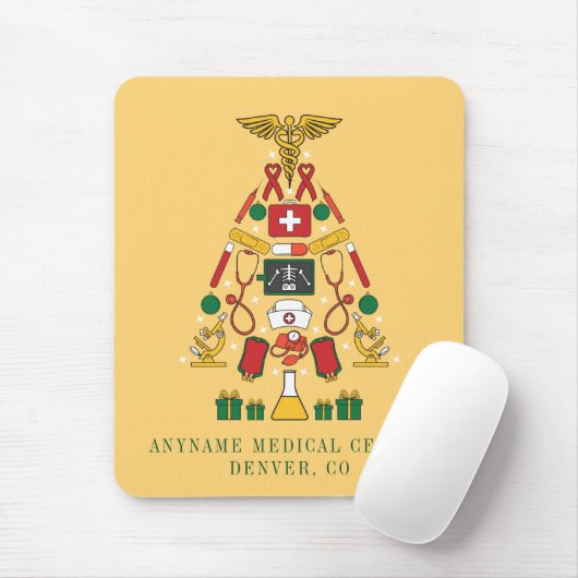 Weihnachtsbaum Geschäftsname Medical Doctor Nurse Mousepad (Mit Mouse)
