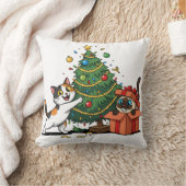 Weihnachtsbaum & Geschenk Überraschung Katzen Kissen (Decke)