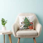 Weihnachtsbaum & Geschenk Überraschung Katzen Kissen (Stuhl )