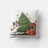 Weihnachtsbaum & Geschenk Überraschung Katzen Kissen (Rückseite)