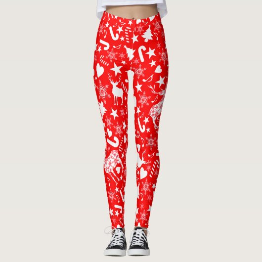 Weihnachtsbaum, Geschenke, Bonbons und Dekoratione Leggings (Vorderseite)