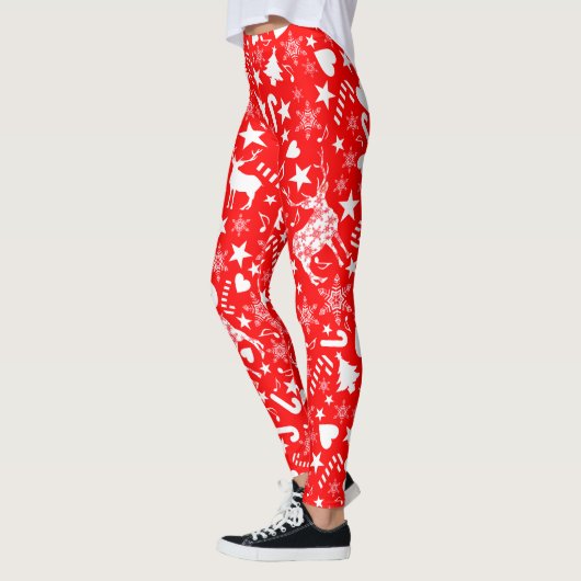 Weihnachtsbaum, Geschenke, Bonbons und Dekoratione Leggings (Links)