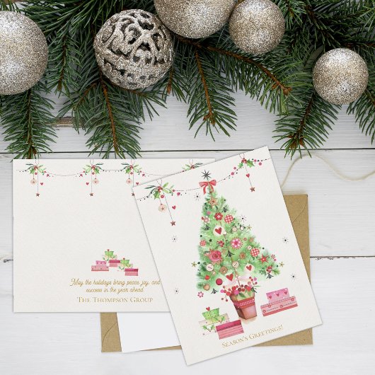 Weihnachtsbaum & Geschenke Firmenfeiertag Postkarte