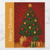 🎄 Weihnachtsbaum & Geschenke - Klassischer Urlaub Weinetikett (Einzelnes Label)