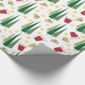 Weihnachtsbaum & Geschenke Retro Muster Geschenkpapier (Ecke)