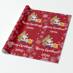 Weihnachtsbaum-Geschenke-Schneeflocken Personalisi Geschenkpapier
