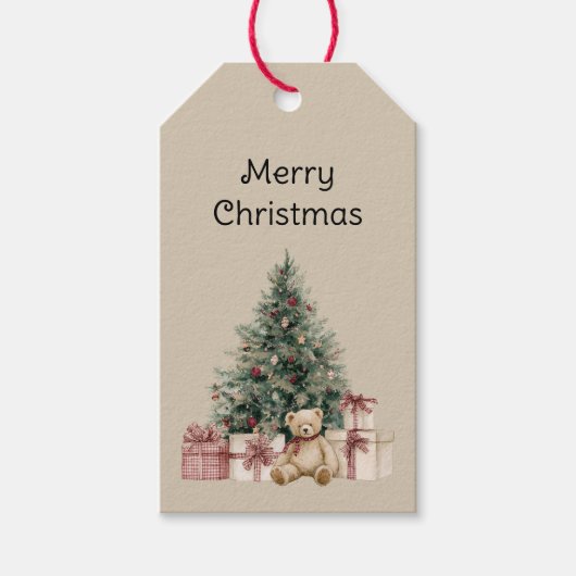Weihnachtsbaum-Geschenke Teddybär Geschenkanhänger (Vorderseite)