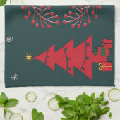 Weihnachtsbaum, Geschenke und Kranz Geschirrtuch (Gefaltet)