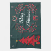 Weihnachtsbaum, Geschenke und Kranz Geschirrtuch (Vertikal)