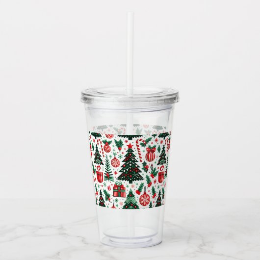 Weihnachtsbaum, Geschenke, Zuckerrohr Acryltrinkbecher (Vorderseite)