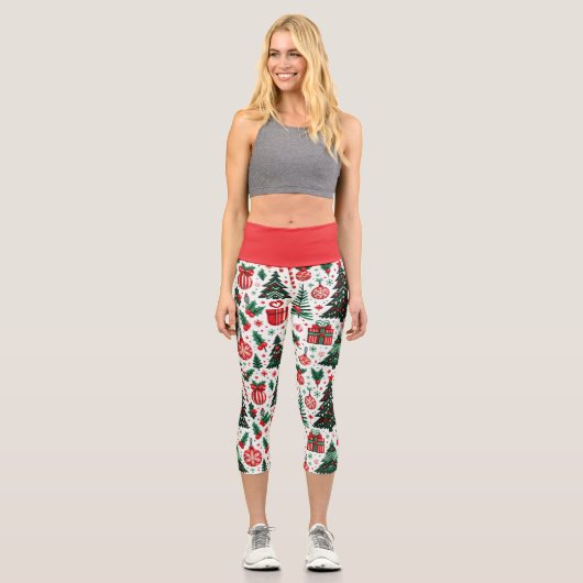 Weihnachtsbaum, Geschenke, Zuckerrohr Capri Leggings (Vorderseite)
