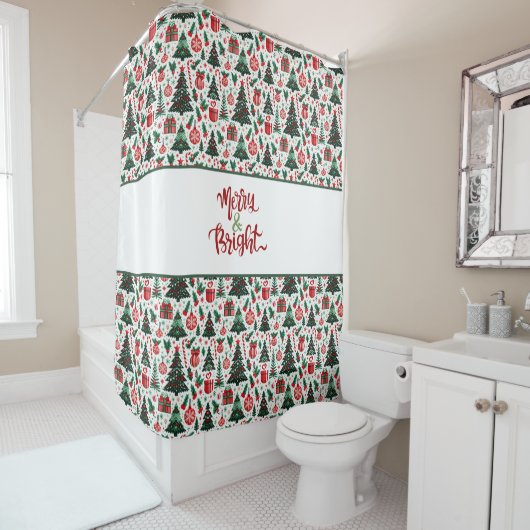 Weihnachtsbaum, Geschenke, Zuckerrohr Duschvorhang (Beispiel)