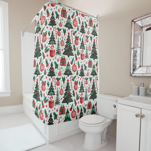 Weihnachtsbaum, Geschenke, Zuckerrohr Duschvorhang (Beispiel)