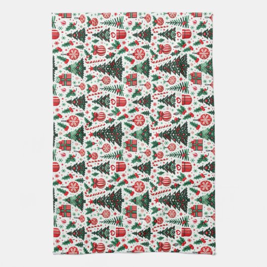 Weihnachtsbaum, Geschenke, Zuckerrohr Geschirrtuch (Vertikal)