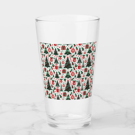 Weihnachtsbaum, Geschenke, Zuckerrohr Glas (Vorderseite)