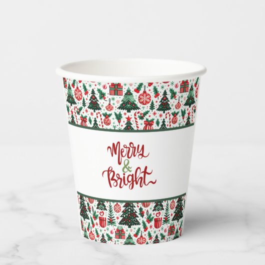 Weihnachtsbaum, Geschenke, Zuckerrohr Pappbecher (Vorderseite)