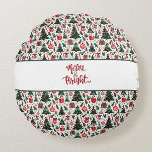 Weihnachtsbaum, Geschenke, Zuckerrohr Rundes Kissen