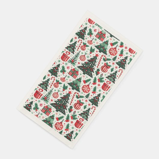 Weihnachtsbaum, Geschenke, Zuckerrohr Serviette (Ecke)