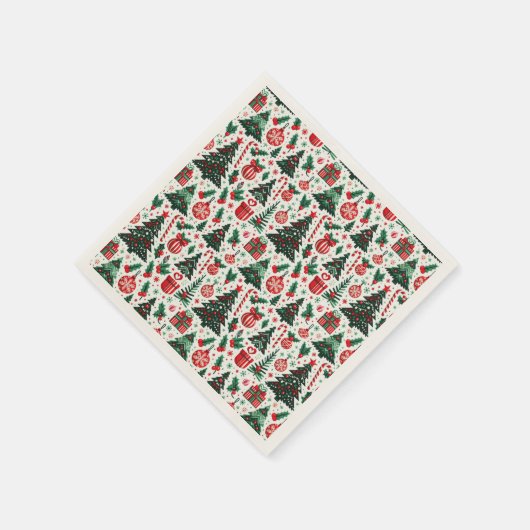 Weihnachtsbaum, Geschenke, Zuckerrohr Serviette (Ecke)