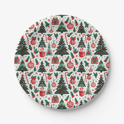 Weihnachtsbaum, Geschenke, Zuckerstange Pappteller (Vorderseite)