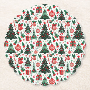 Weihnachtsbaum, Geschenke, Zuckerstange Untersetzer