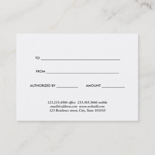 Weihnachtsbaum-Geschenkgutschein Rabattkarte (Rückseite)