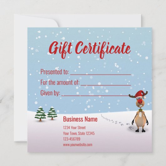 Weihnachtsbaum-Geschenkkarte des Funny Reindeer (Rückseite)