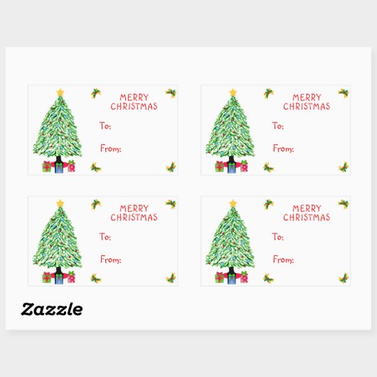 Weihnachtsbaum-Geschenkklammern Rechteckiger Aufkleber (Blatt)