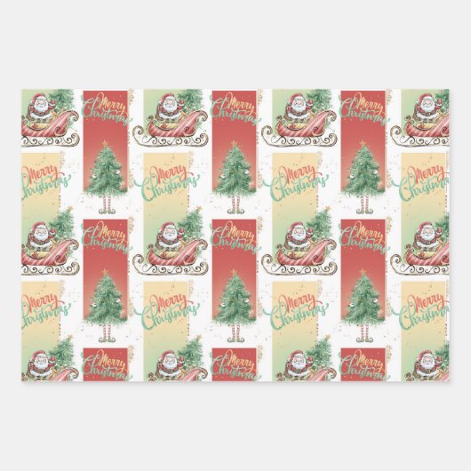 Weihnachtsbaum Geschenkpapier Set (Vorderseite)