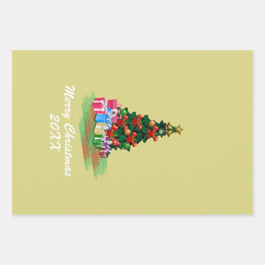 Weihnachtsbaum Geschenkpapier Set (Vorderseite)
