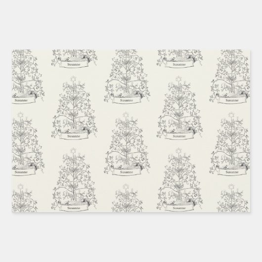 Weihnachtsbaum Geschenkpapier Set (Vorderseite)