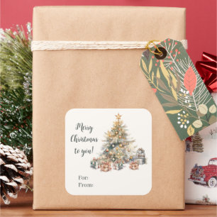 Weihnachtsbaum-Geschenksticker Quadratischer Aufkleber
