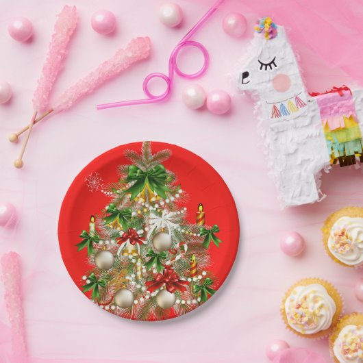 Weihnachtsbaum-Geschirr Pappteller (Party)