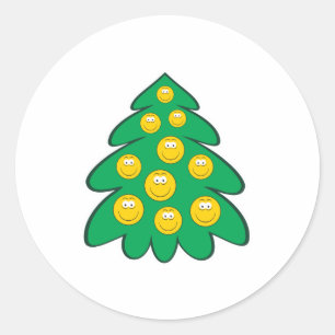 Weihnachtsbaum-Gesicht Runder Aufkleber