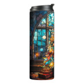 Weihnachtsbaum gestanztes Glas Tumbler Geschenk Thermosbecher (Nach links gedreht)