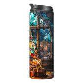 Weihnachtsbaum gestanztes Glas Tumbler Geschenk Thermosbecher (Nach rechts gedreht)